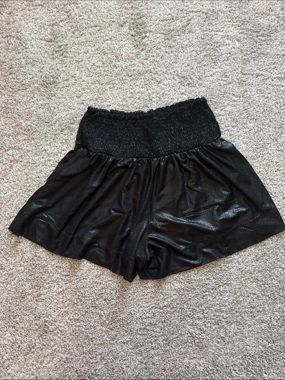 fab'rik Black High-Waist Smocked Shorts